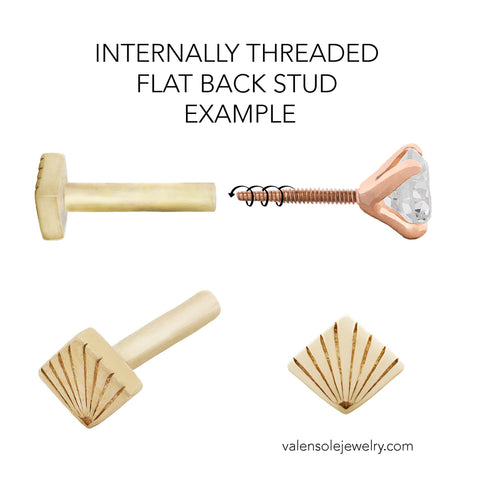 16G Ari Marquise Diamond Flat Back Stud - Valensole Jewelry