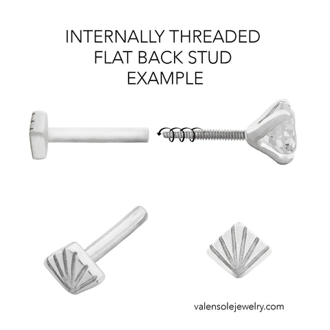 16G Bela Rose Diamond Flat Back Stud - Valensole Jewelry