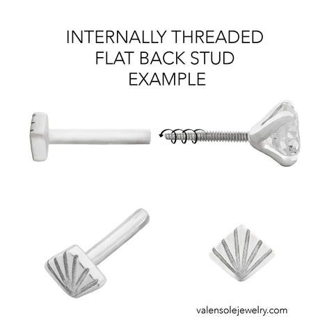 19G Sersha Clover 4 Diamond Flat Back Stud - Valensole Jewelry