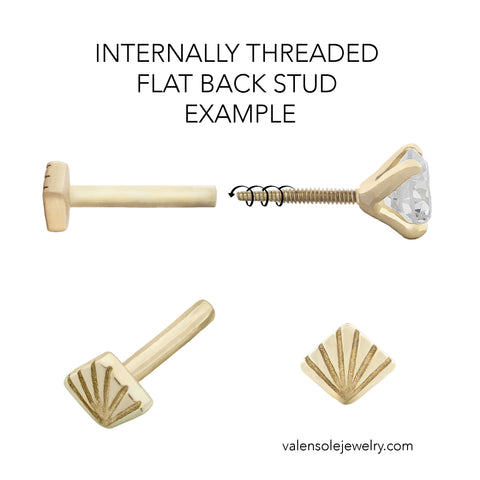 19G Tria Triangle Solid Gold Flat Back Stud - Valensole Jewelry