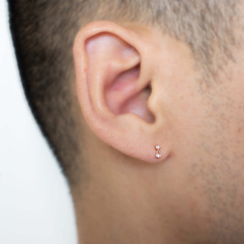 19G Calin Double Diamond Flat Back Stud - Valensole Jewelry