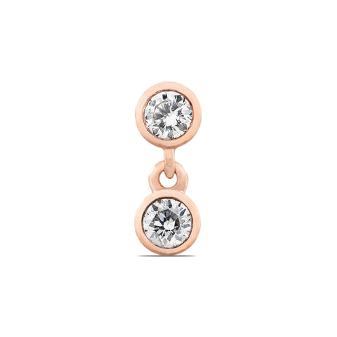 19G Calin Double Diamond Flat Back Stud - Valensole Jewelry