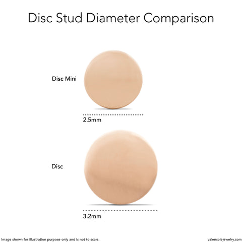19G Disc Solid Gold Flat Back Stud - Valensole Jewelry