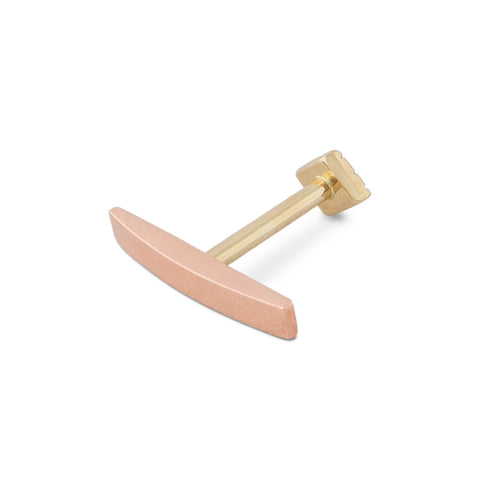 16G Kat Arched Bar Solid Gold Flat Back Stud - Valensole Jewelry