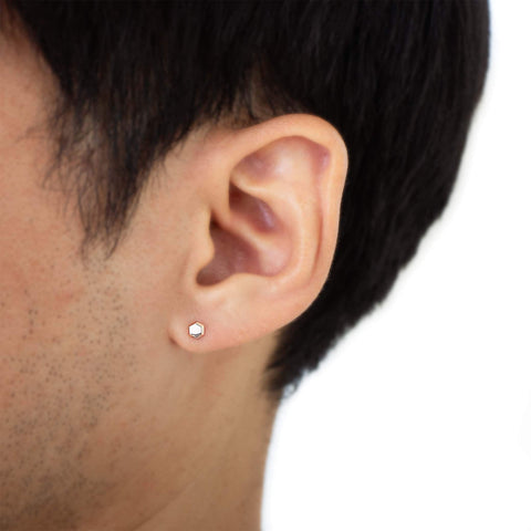 16G Akai Hexagon Shaped Solid Gold Flat Back Stud - Valensole Jewelry