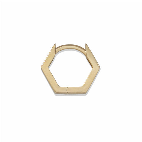 16G Dev Solid Gold Hexagon Hoop Clicker - Valensole Jewelry
