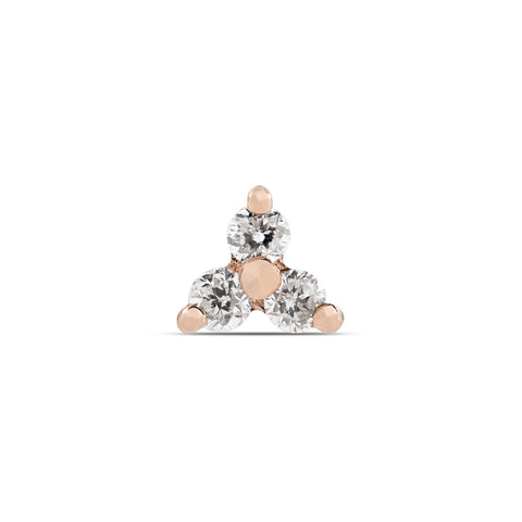 19G Amis Diamond Trio Flat Back Stud - Valensole Jewelry