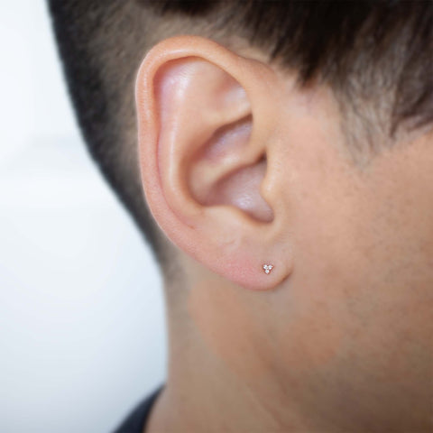 19G Amis Diamond Trio Flat Back Stud - Valensole Jewelry