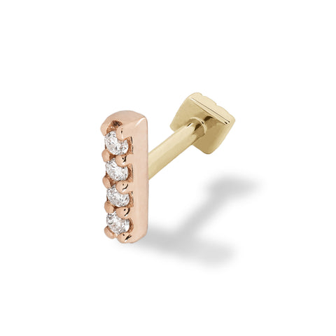 19G Barre Diamond Flat Back Stud - Valensole Jewelry