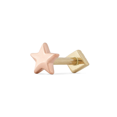 19G Espy Star Solid Gold Flat Back Stud - Valensole Jewelry