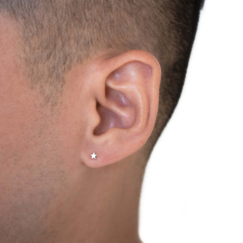 19G Espy Star Solid Gold Flat Back Stud - Valensole Jewelry