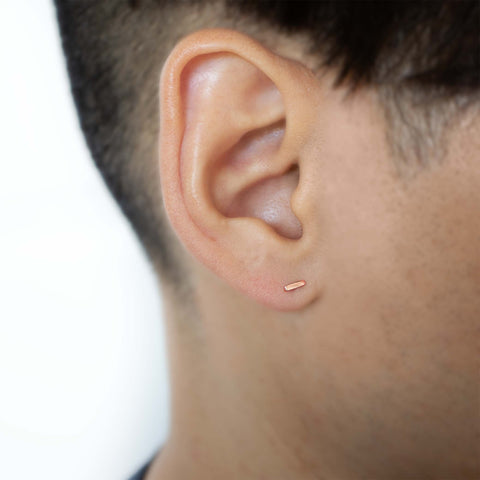 19G Barre Solid Gold Flat Back Stud - Valensole Jewelry