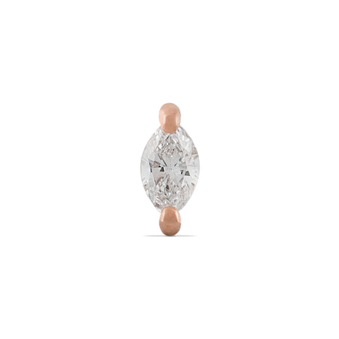 16G Ari Marquise Diamond Flat Back Stud - Valensole Jewelry