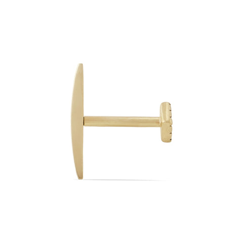16G Kat Arched Bar Solid Gold Flat Back Stud - Valensole Jewelry