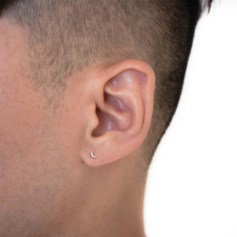 19G Umbri Moon Solid Gold Flat Back Stud - Valensole Jewelry