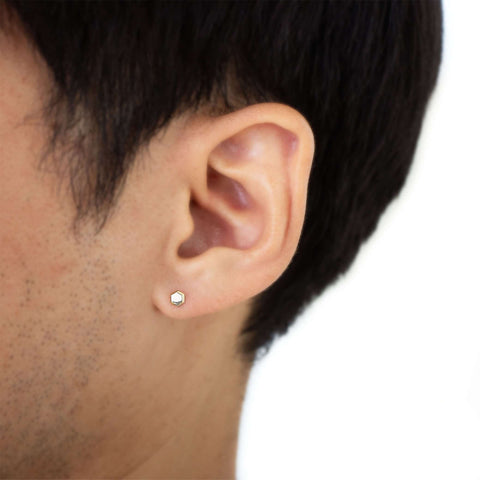 16G Akai Hexagon Shaped Solid Gold Flat Back Stud - Valensole Jewelry