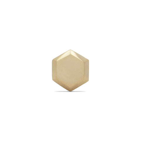 16G Akai Hexagon Shaped Solid Gold Flat Back Stud - Valensole Jewelry