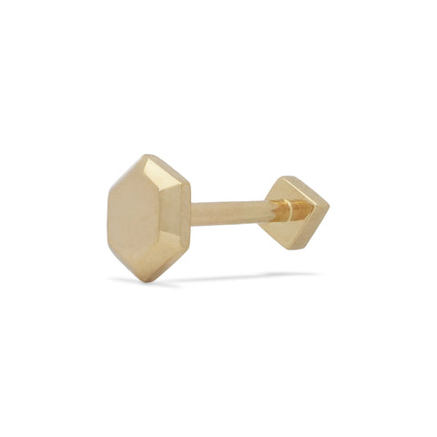 19G Akai Hexagon Shaped Solid Gold Flat Back Stud - Valensole Jewelry
