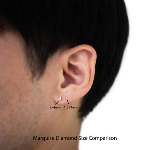 16G Ari Marquise Diamond Flat Back Stud - Valensole Jewelry