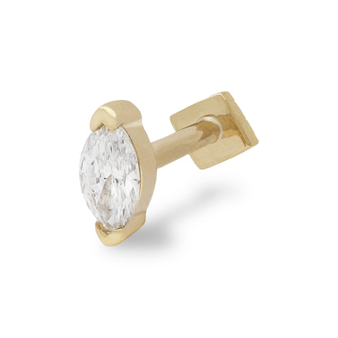 16G Ari Marquise Diamond Flat Back Stud - Valensole Jewelry