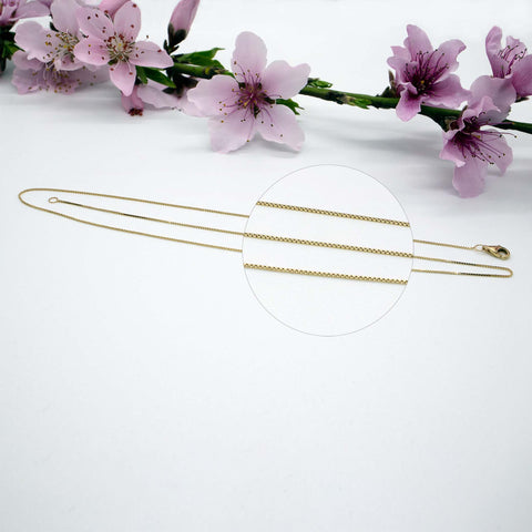 Gwen Solid Gold Box Chain Necklace - Valensole Jewelry