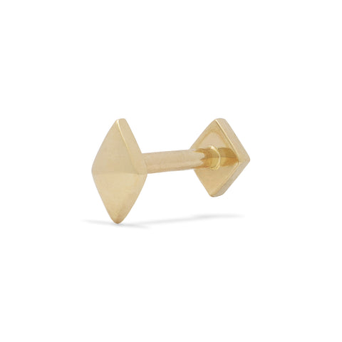 19G Dita Diamond Shaped Solid Gold Flat Back Stud - Valensole Jewelry