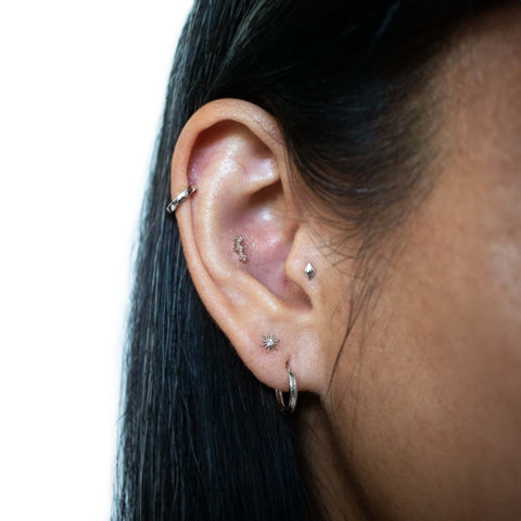 19G Dita Diamond Shaped Solid Gold Flat Back Stud - Valensole Jewelry