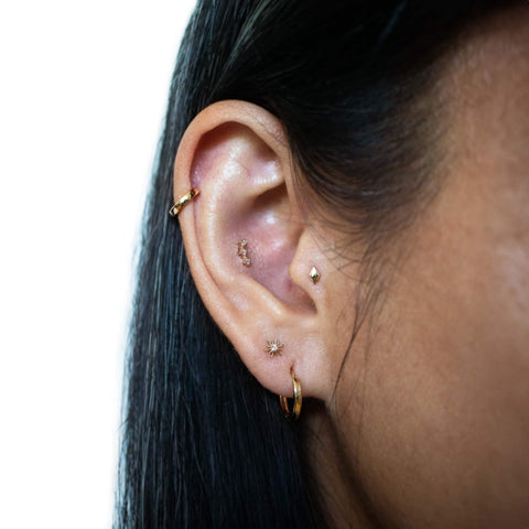 16G Dita Diamond Shaped Solid Gold Flat Back Stud - Valensole Jewelry