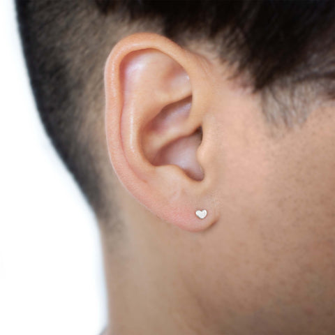 19G Heart Solid Gold Flat Back Stud - Valensole Jewelry