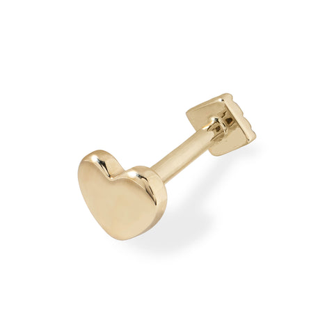 19G Heart Solid Gold Flat Back Stud - Valensole Jewelry