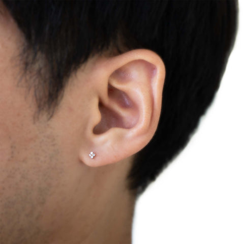 19G Sersha Clover 4 Diamond Flat Back Stud - Valensole Jewelry