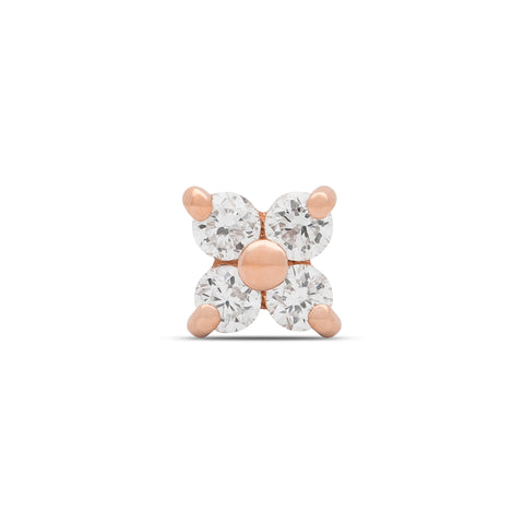 19G Sersha Clover 4 Diamond Flat Back Stud - Valensole Jewelry