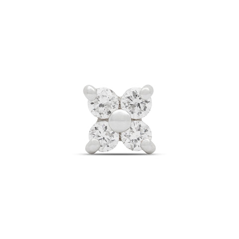 19G Sersha Clover 4 Diamond Flat Back Stud - Valensole Jewelry