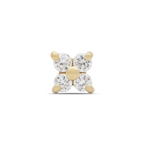 19G Sersha Clover 4 Diamond Flat Back Stud - Valensole Jewelry