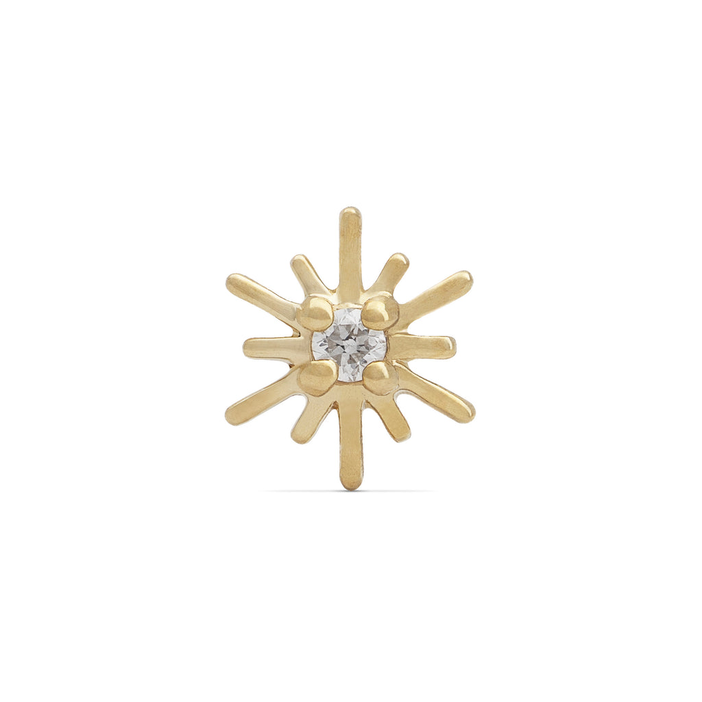 Diamond Sunburst Solid Gold Earring, Flat Earring Backs, Nap Earrings, Gold  Sleeper Earrings, Solid 14K Yellow Gold, 14K White Gold - 5mm 6.5mm 8mm –  Valensole Jewelry