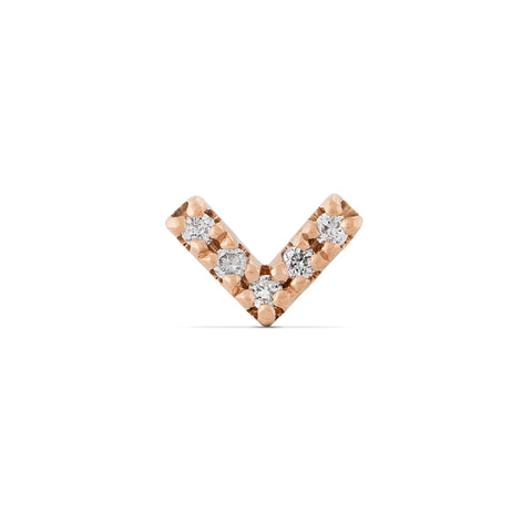 19G Vic Diamond Chevron V Bar Solid Gold Flat Back Stud - Valensole Jewelry