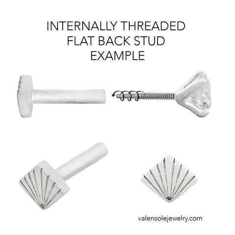 16G Solid Gold Disc & Diamond Flat Back Stud - Valensole Jewelry