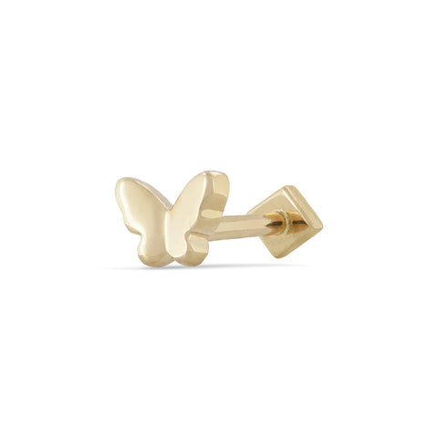 19G Nabi Butterfly Solid Gold Flat Back Stud - Valensole Jewelry
