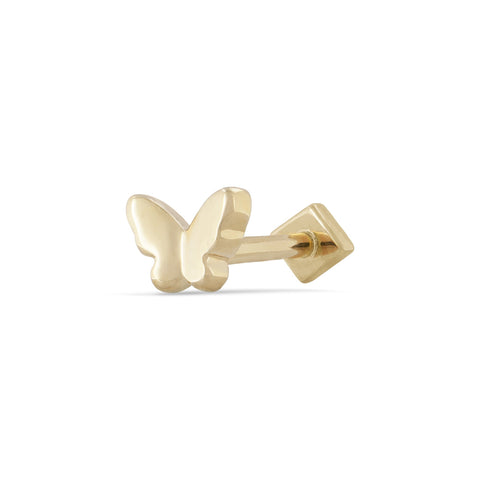 16G Nabi Butterfly Solid Gold Flat Back Stud - Valensole Jewelry