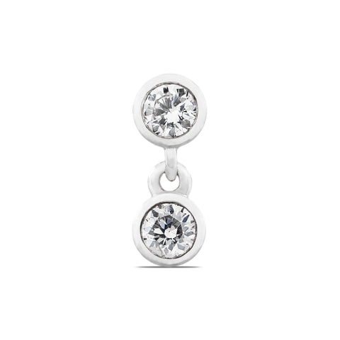 19G Calin Double Diamond Flat Back Stud - Valensole Jewelry