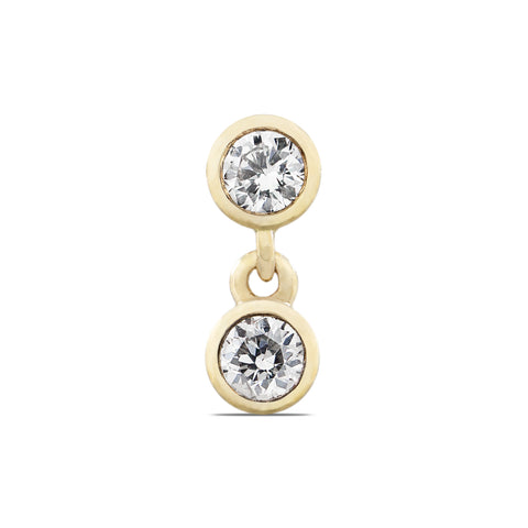 19G Calin Double Diamond Flat Back Stud - Valensole Jewelry