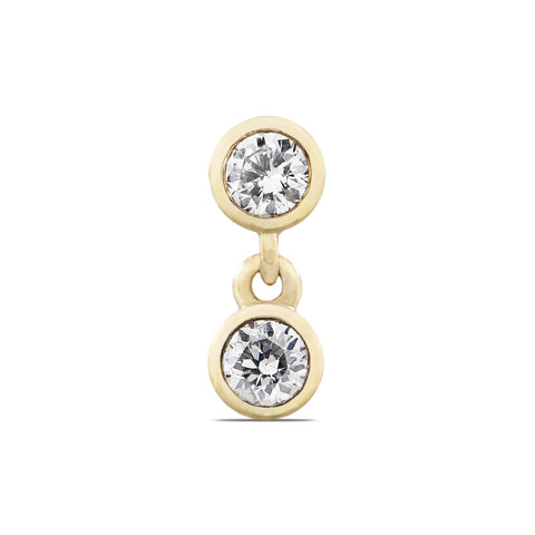16G Calin Double Diamond Flat Back Stud - Valensole Jewelry
