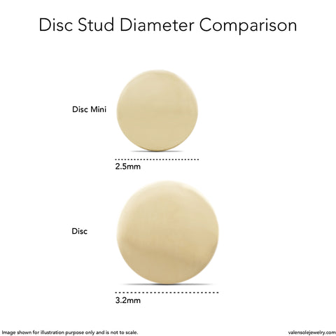 19G Disc Solid Gold Flat Back Stud - Valensole Jewelry