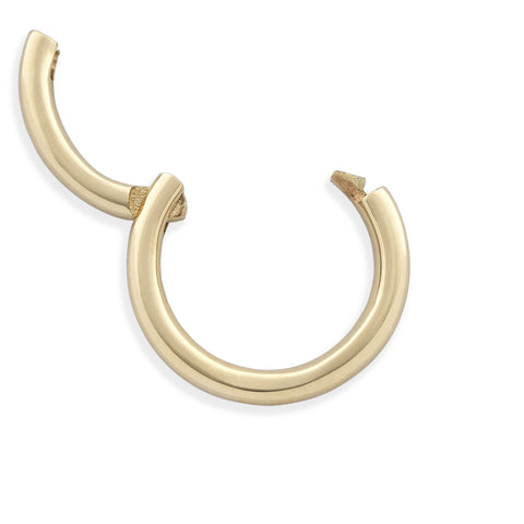 Real 14k solid gold small seamless infinity huggie hoops cartilage hoop clicker earrings in yellow gold with strong open clasp from Valensole Jewelry, CYXD1606001, CYXD1607001, CYXD1608001, CYXD1610001, CYXD1612001