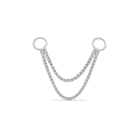 Gwen Double Box Link Connector Ear Chain - Valensole Jewelry