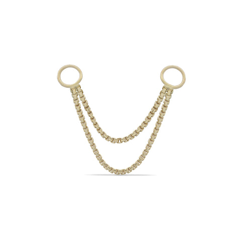 Gwen Double Box Link Connector Ear Chain - Valensole Jewelry