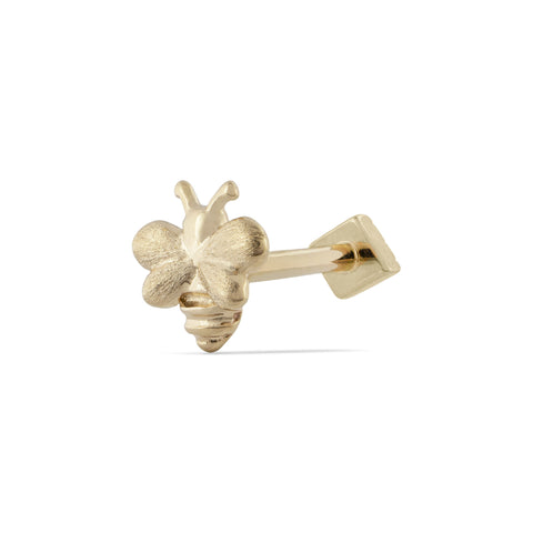 16G Abeille Honey Bee Solid Gold Flat Back Stud - Valensole Jewelry