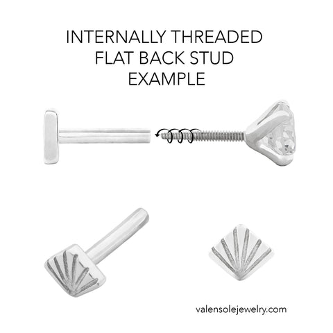 19G Disc Diamond Flat Back Stud - Valensole Jewelry