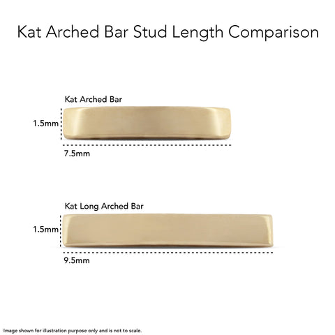 16G Kat Arched Bar Solid Gold Flat Back Stud - Valensole Jewelry