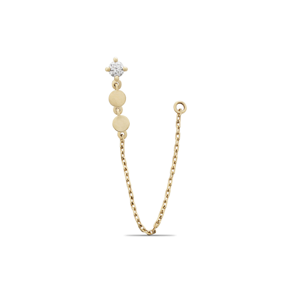 Small Two-Step Chain Earring - Flat Back - Single 5mm